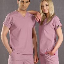 Gül Kurusu Yeni Likralı Takım (özel Kumaş) Scrubs Hastane Personel Forması