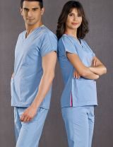 Açık Mavi Dr Greys Terikoton Takım Ince Kumaş Scrubs Hastane Personel Forması