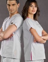 Gri Dr Greys Terikoton Takım (İnce Kumaş) Scrubs Hastane Personel Forması