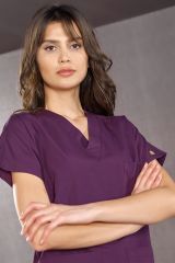 Özel Mor Dr Greys Terikoton Takım (İnce Kumaş) Scrubs Hastane Personel Forması - Görsel 2