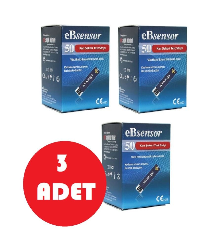 eBsensor Kan Şekeri Test Stripi 50'li 3 ADET