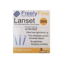 FreelyFine Lanset Şeker Ölçüm İçin 28 G Parmak Delme İğnesi 100 Adet